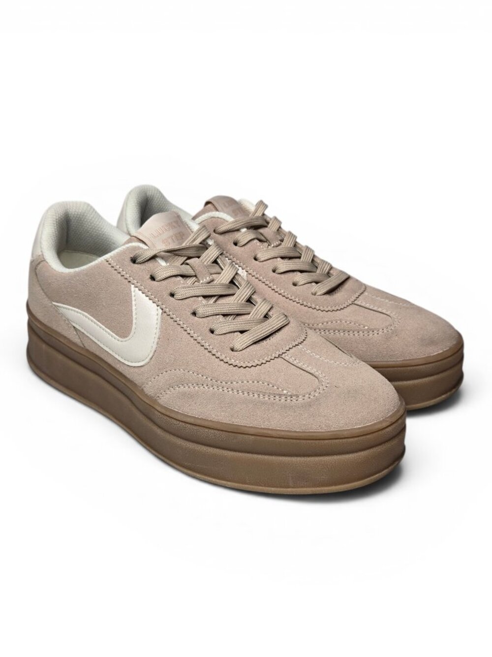 Lucky Step Platform Sneakers Women Tan Gum Bottom Casual Walking Shoeâ 11
